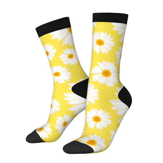 Honeii Daisies Flowers Print Adult Socks,Crew Socks,Casual Calf Socks,Daily Wear Socks for Men & Women, Perfect for Sports, Casual and Everyday Use