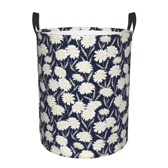Honeii Daisies Flowers Print Laundry Hamper Basket,Baby Nursery Woven Storage Basket for Toys Bin,Pillows,Blankets,Clothes-