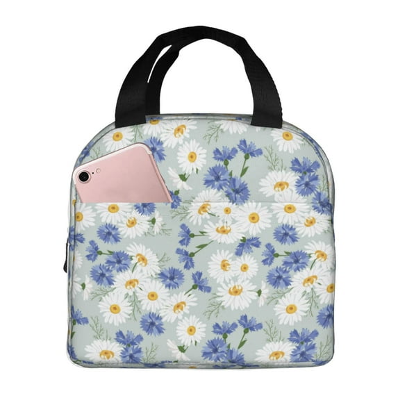 Honeii Daisies Flowers Print Lunch Bag Women, Lunch Box Lunch Bag for Women Adult Men, Small Leakproof Cute Lunch Tote Large Capacity Reusable