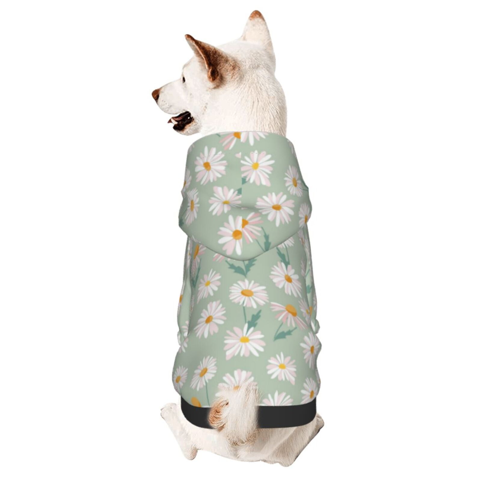 Honeii Daisies Flowers Print Small Dog Hoodies Pet Hooded Sweatshirts