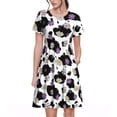 thumbnail image 1 of Honeii Daisies Flowers Print Women’s Short Sleeve Dress, Comfortable Casual Dress, Soft Polyester Spandex Blend, Stylish Everyday Wear for Summer, Perfect for Travel and Vacation, 1 of 6