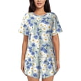 thumbnail image 1 of Honeii Daisies Flowers for Women's Summer Pajama Set featuring Soft Short Sleeve Shirt & Matching Bottoms with Convenient Pockets for Relaxed Home Wear-Medium, 1 of 6
