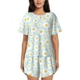 thumbnail image 1 of Honeii Daisies Flowers for Women's Summer Pajama Set featuring Soft Short Sleeve Shirt & Matching Bottoms with Convenient Pockets for Relaxed Home Wear-XX-Large, 1 of 6