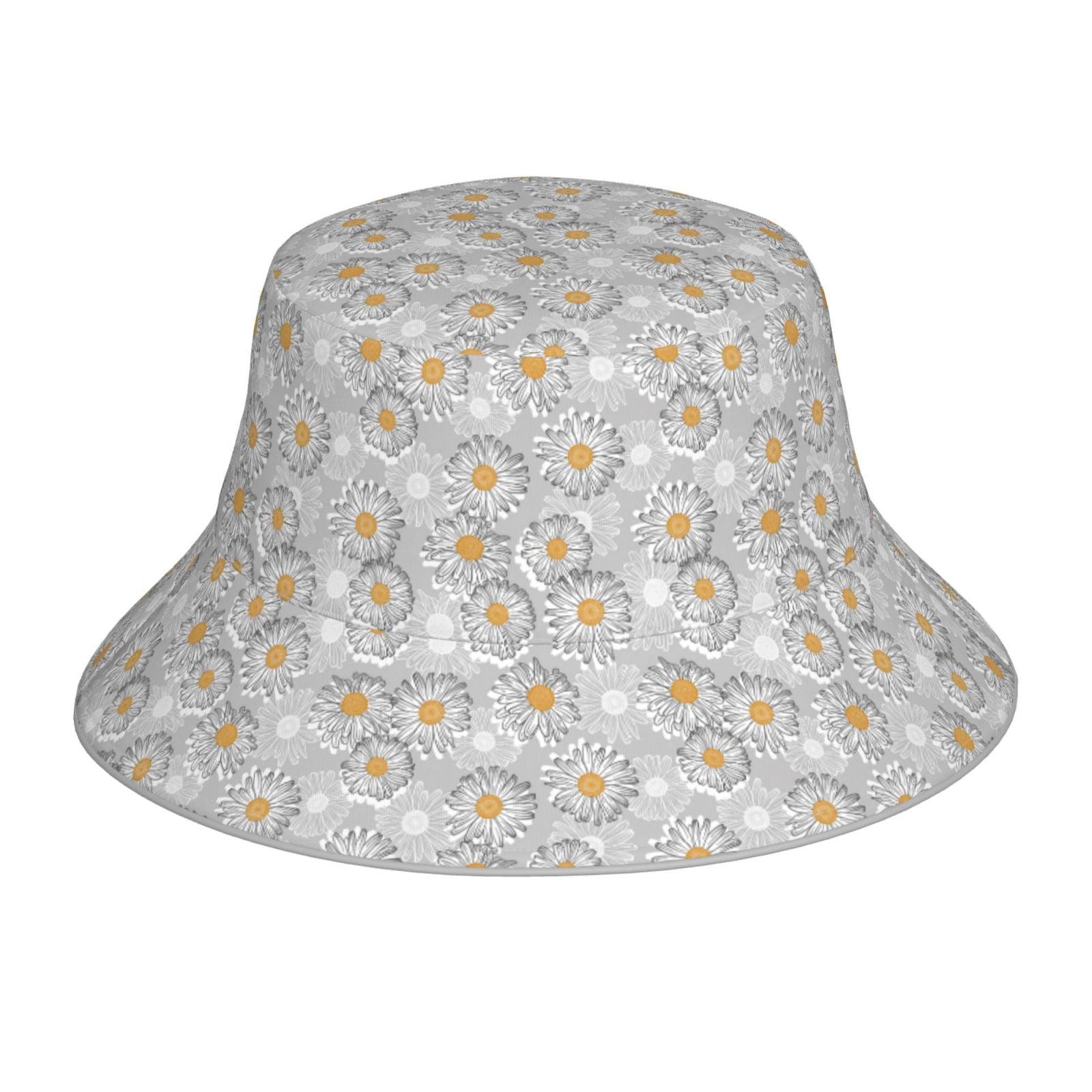 Honeii Daisies Flowers for Unisex Bucket Hat Waterproof Rain Hat ...