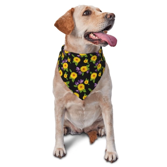 Honeii Daisies Flowers print Pet Bandana,a stylish triangle accessory perfect for small to large dogs, puppies, and even cats
