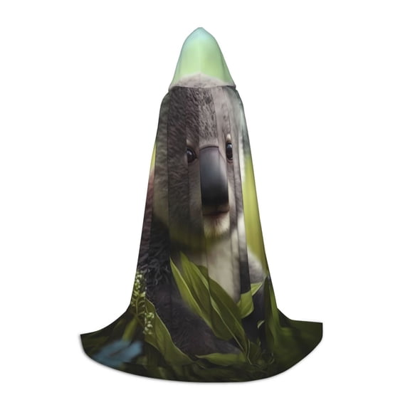 Honeii Daisy Koala Print Poncho Cape, Cloak Coat, Snuggly Hooded Wearable Blanket, Hooded Cape For Teenagers,Halloween Costumes-Medium