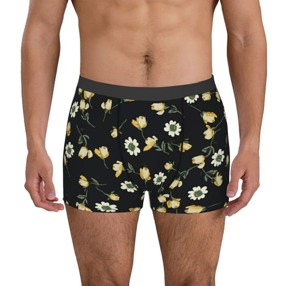 Honeii Daisy Men's Underwear Boxer Briefs Pack, ComfortSoft Boxer Brief for Men, Moisture-Wicking Breathable-Small