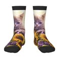 thumbnail image 1 of Honeii Daisy Sunflower Lazy Cat Print Children's Colorful Socks,Unisex Kids and Toddlers' Cushioned Sock,Kids Athletic Crew Socks,for Everyday Wear and Sports, 1 of 5