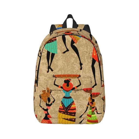 Honeii Dancing African Women Print Canvas College Laptop Backpack, Durable Rucksack Travel Notebook Bag School Backpack Book Bag for Men Women-Medium