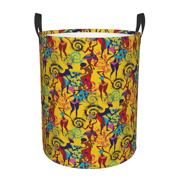 Honeii Dancing African Womens Print Laundry Hamper Basket,Baby Nursery Woven Storage Basket for Toys Bin,Pillows,Blankets,Clothes-