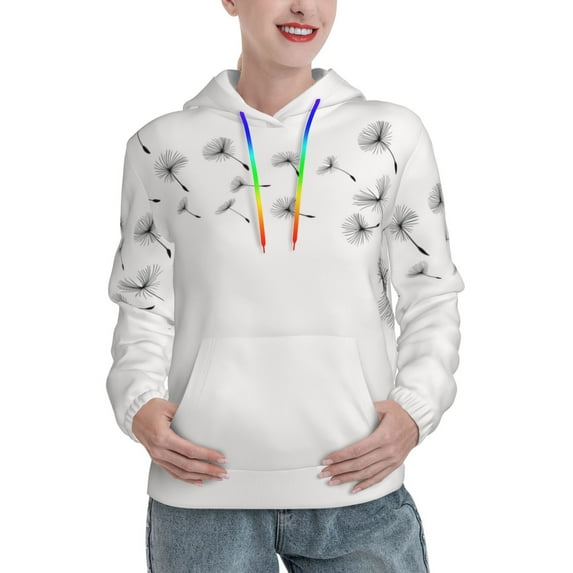 Honeii Dandelion Blowing In The Wind Pattern Womens Oversized Hoodies Long Sleeve Sweatshirts Pullover Fall Outfits with Pocket-Large