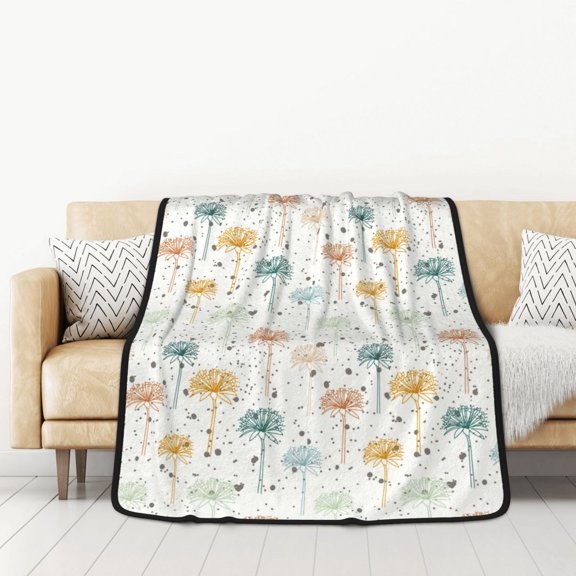 Honeii Dandelion for Throw Blanket for Couch - Thick Blanket, Soft Fuzzy Plush Throw Blanket for All Seasons, Double Sided Blanket,50x60 In