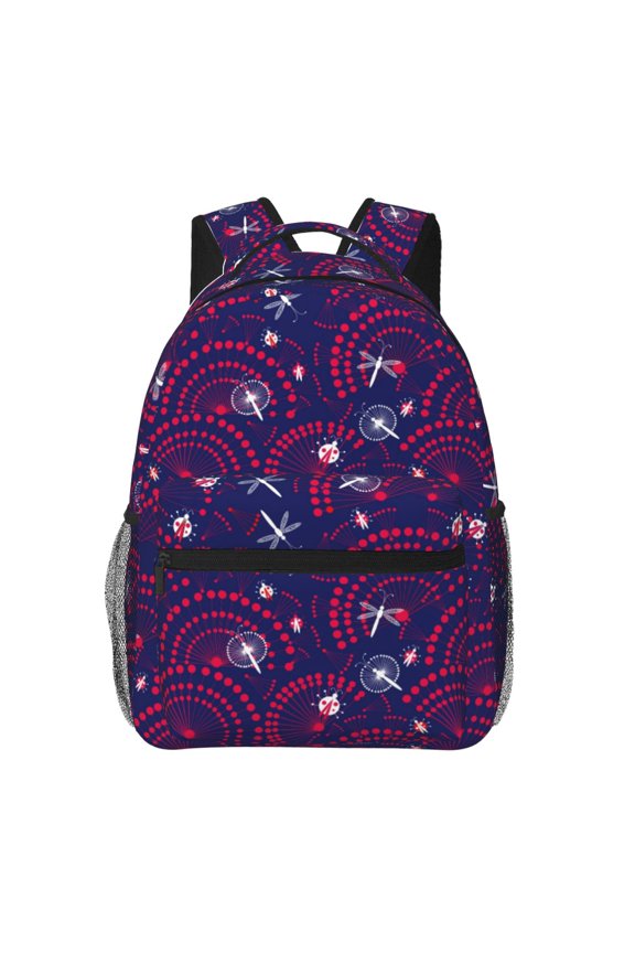 Dandelions Flowers With Dragonflies Print Backpack for Both Men and Women, Basic Bookbag for College, Work, or Travel,Rucksack Computer Bag-One Size