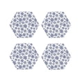 thumbnail image 1 of Honeii Dark Blue Snowflakes Print Leather Coaster Set of 4, Ideal for Safeguarding Your Furniture from Drinks Spills and Effortless Cleanup-Hexagon, 1 of 6