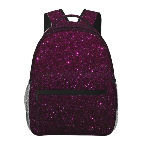 Honeii Dark Purple Glitter Print Backpack for Both Men and Women, Basic Bookbag for College, Work, or Travel,Rucksack Computer Bag-One Size