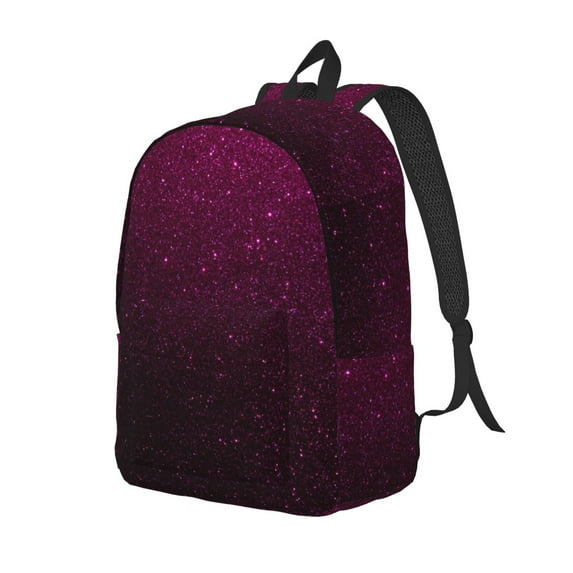 Honeii Dark Purple Glitter Print Canvas Backpack for School & Outdoor,Laptop Excursion Backpack,Notebook School Bookbag For Men Women,for Work, Travel, and Everyday Use-Medium