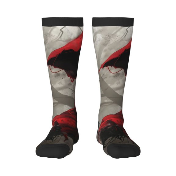 Honeii Dark Red Hooded Girl Print Long Socks,Novelty Design Socks Gift for Men and Women,Crew Socks,Calf Socks