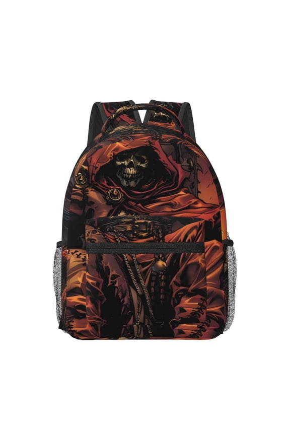 Dark Skull King Throne Print Backpack for School,15.6 inch Laptop Back Pack for High School and College Students, Waterproof Computer Bookbag-One Size