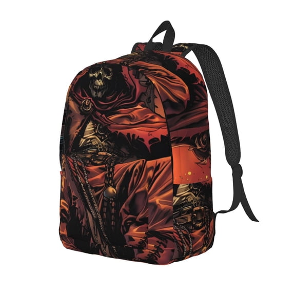 Honeii Dark Skull King Throne Print Canvas Backpack for School & Outdoor,Laptop Excursion Backpack,Notebook School Bookbag For Men Women,for Work, Travel, and Everyday Use-Medium
