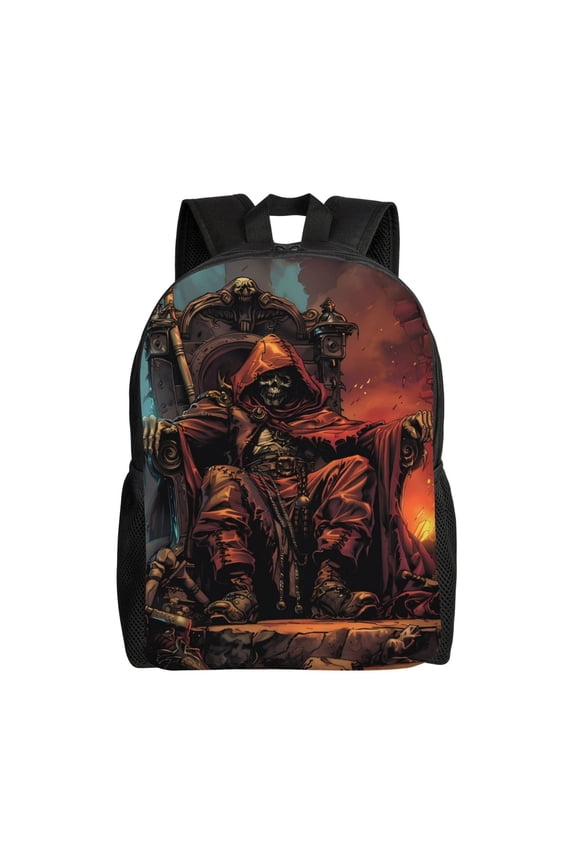 Dark Skull King Throne Print Laptop Backpack for Work, College, Travel, Daily Backpacks for Men Women, Sport Rucksack,Computer Bag