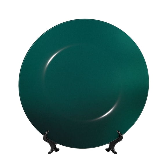 Honeii Dark teal green Print Elegant Bone China Decorative Plate, Porcelain Plate,Art Crafts,Ceramic Ornaments for Home Office Wall Decor-10in