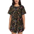 thumbnail image 1 of Honeii Decorative Feathers for Women's Summer Pajama Set featuring Soft Short Sleeve Shirt & Matching Bottoms with Convenient Pockets for Relaxed Home Wear-X-Large, 1 of 6