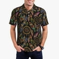 thumbnail image 1 of Honeii Decorative Feathers print Polo Shirt, a classic short-sleeved, button-down golf shirt designed for menMedium, 1 of 6