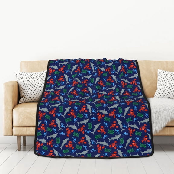 Honeii Deep Down In The Ocean for Throw Blanket for Couch - Thick Blanket, Soft Fuzzy Plush Throw Blanket for All Seasons, Double Sided Blanket,50x60 In