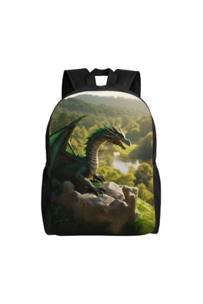 Deep Forest Stone Green Dragon Print Laptop Backpack for Work, College, Travel, Daily Backpacks for Men Women, Sport Rucksack,Computer Bag