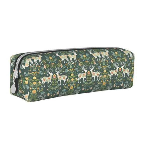 Honeii Deer And Flowers Pattern Pencil Case, Pencil Pouch, Pencil Case Small, Pencil Pouch Aesthetic, PVC Pencil Pouch, Pencil Bag, Makeup Pouch
