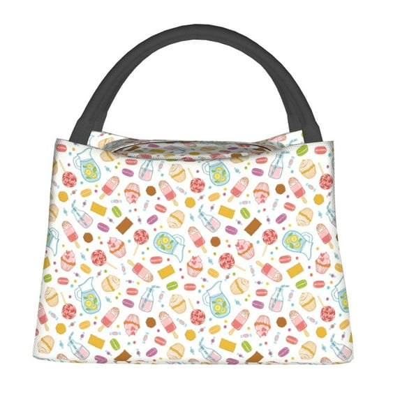 Honeii Dessert Print Cooler Bag Insulated, Large Leakproof Soft Sided Portable Cooler Bag,Lunch Box Lunch Bag