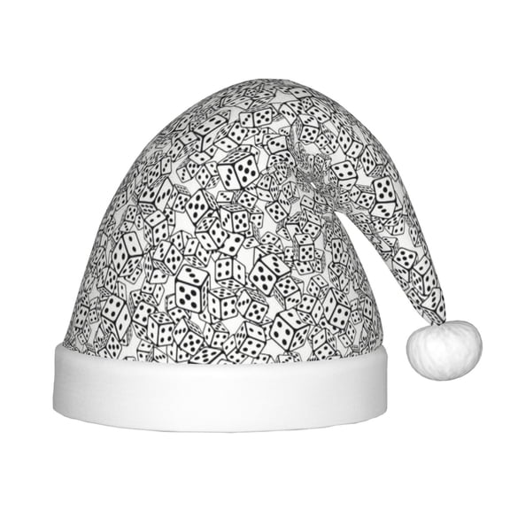 Honeii Dice Cubes Print Hat Santa Claus Hat For Xmas Party, Christmas Caps For Boys Girls Child,Christmas Beanie