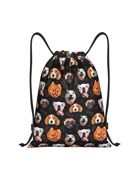 Different Breeds Of Dogs Print Drawstring Backpack,Drawstring Bags String Backpack Gym Cinch Sack Backpack Sport Bag Draw-Medium