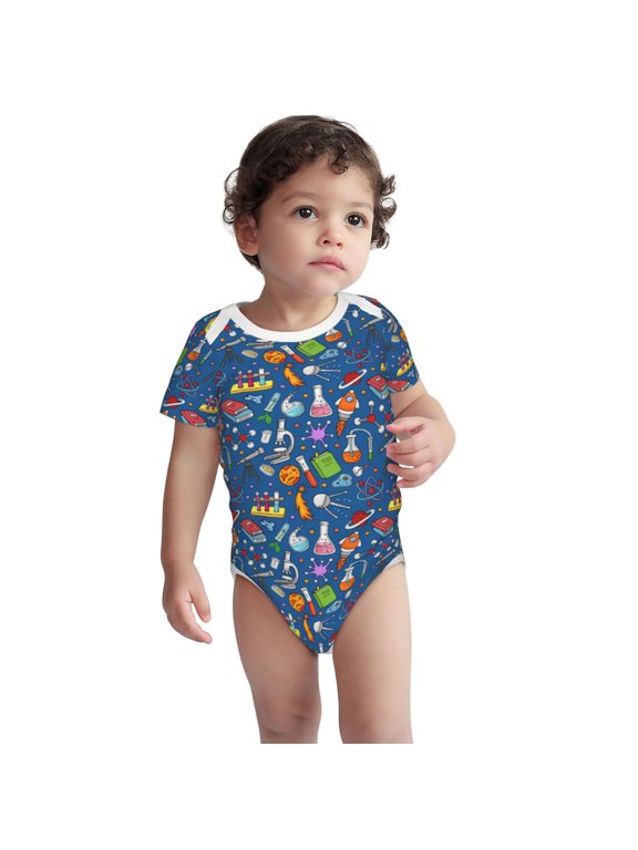 Different Chemical Things Pattern unisex-baby Short-sleeve Bodysuit,One-piece Bodysuit 100% Organic Cotton-3 Months
