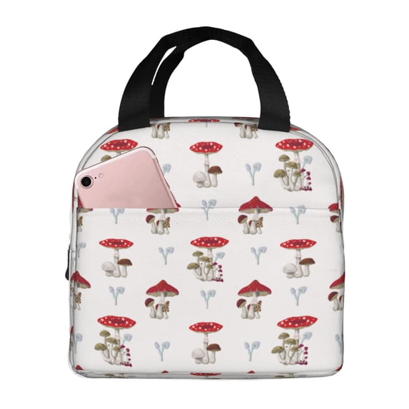 Honeii Different Mushrooms Print Lunch Bag Women, Lunch Box Lunch Bag for Women Adult Men, Small Leakproof Cute Lunch Tote Large Capacity Reusable