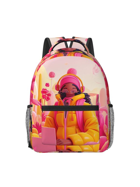 Digital Nomad Pink Landscape Print Backpack for School,15.6 inch Laptop Back Pack for High School and College Students, Waterproof Computer Bookbag-One Size