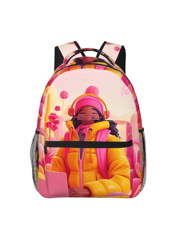 Digital Nomad Pink Landscape Print Backpack for Both Men and Women, Basic Bookbag for College, Work, or Travel,Rucksack Computer Bag-One Size