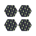 thumbnail image 1 of Honeii Dinosaur Astronaut Print Leather Coaster Set of 4, Ideal for Safeguarding Your Furniture from Drinks Spills and Effortless Cleanup-Hexagon, 1 of 6