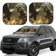 thumbnail image 1 of Honeii Dinosaur Bald Eagle Print Foldable Car Sun Shade for Windshield, 2-Piece UV Protection Shade, Protects Car Interior, Ideal for Cars, Trucks, SUVs-Small, 1 of 6