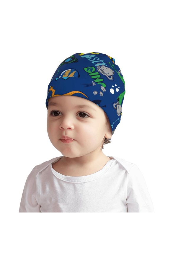 Dinosaur In Space or Baby Beanie 0-6 Months 6-12-24 Months Kids Winter Hat,Toddler Beanies Baby Girl Boy Hat Warm Cap for Baby, Infant, Toddler-Medium