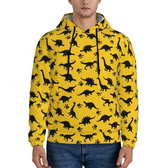 Honeii Dinosaur Pattern Mens Hoodies Men's Loose Sleeve Sweatshirt,Pullover Hooded Sweatshirt for Men,Essentials Hoodie-Large