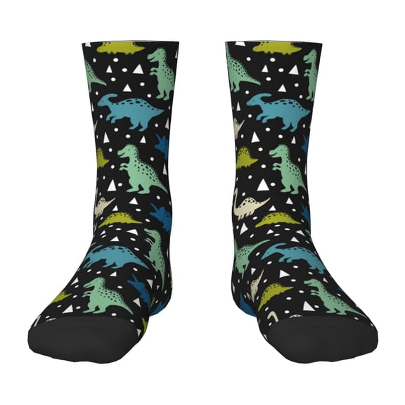 Honeii Dinosaur Print Children's Colorful Socks,Unisex Kids and Toddlers' Cushioned Sock,Kids Athletic Crew Socks,for Everyday Wear and Sports