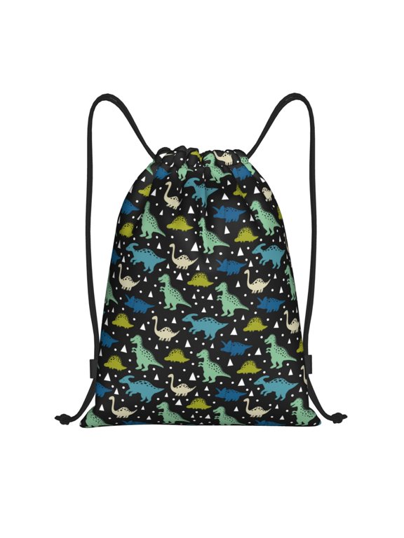 Dinosaur Print Drawstring Backpack,Drawstring Bags String Backpack Gym Cinch Sack Backpack Sport Bag Draw-Medium