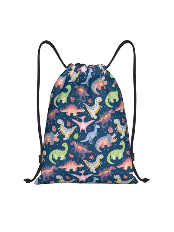 Dinosaur Print Drawstring Backpack,Drawstring Bags String Backpack Gym Cinch Sack Backpack Sport Bag Draw-Medium