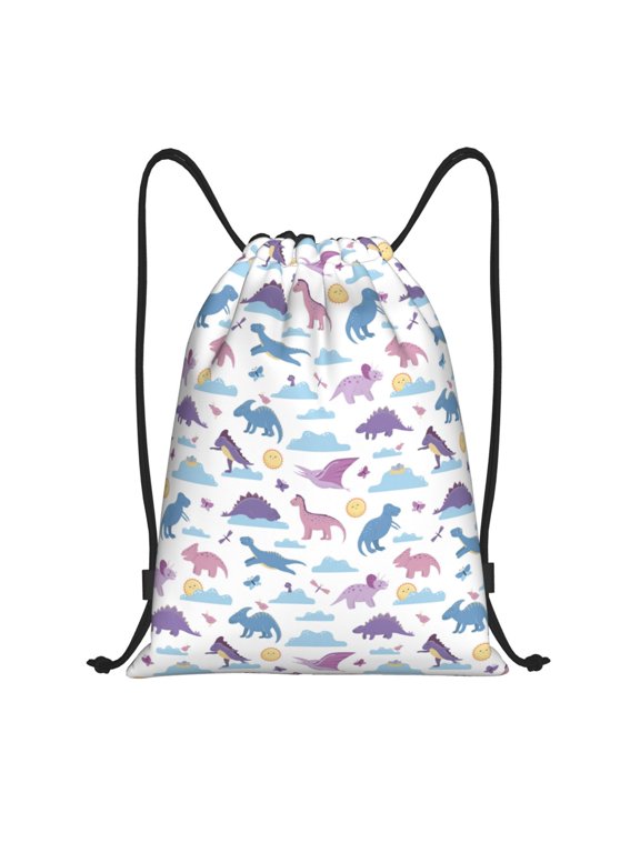 Dinosaur Print Drawstring Backpack,Drawstring Bags String Backpack Gym Cinch Sack Backpack Sport Bag Draw-Medium