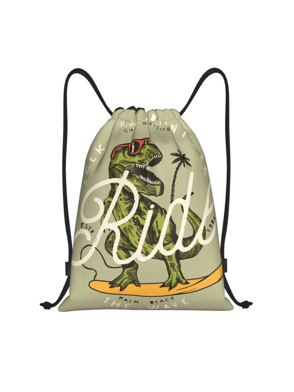 Dinosaur Print Drawstring Backpack,Drawstring Bags String Backpack Gym Cinch Sack Backpack Sport Bag Draw-Medium