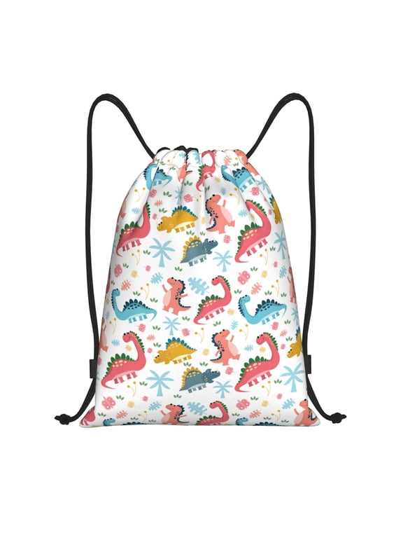 Dinosaur Print Drawstring Backpack,Drawstring Bags String Backpack Gym Cinch Sack Backpack Sport Bag Draw-Small