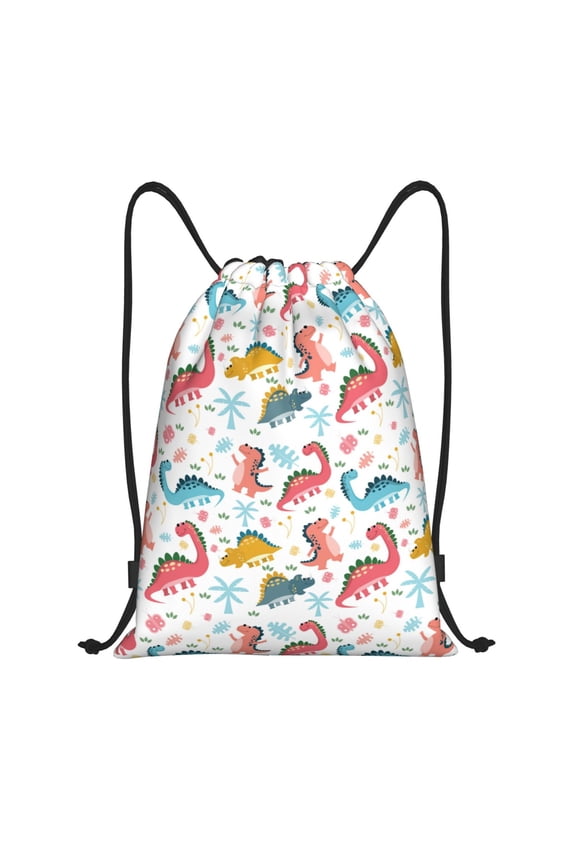 Dinosaur Print Drawstring Backpack,Drawstring Bags String Backpack Gym Cinch Sack Backpack Sport Bag Draw-Small