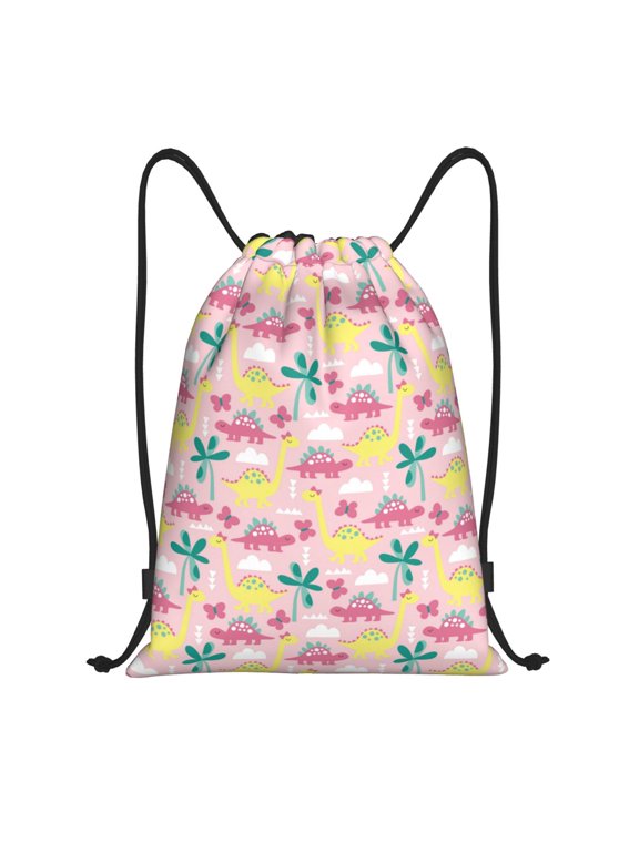 Dinosaur Print Drawstring Backpack,Drawstring Bags String Backpack Gym Cinch Sack Backpack Sport Bag Draw-Small