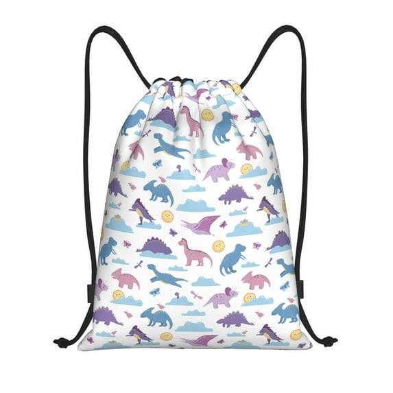 Honeii Dinosaur Print Drawstring Backpack,Drawstring Bags String Backpack Gym Cinch Sack Backpack Sport Bag Draw-Small